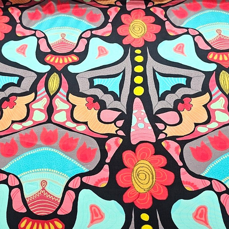 Multicolor Abstract Crepe Fabric - EC16455 - EC16455 - Flat fabric