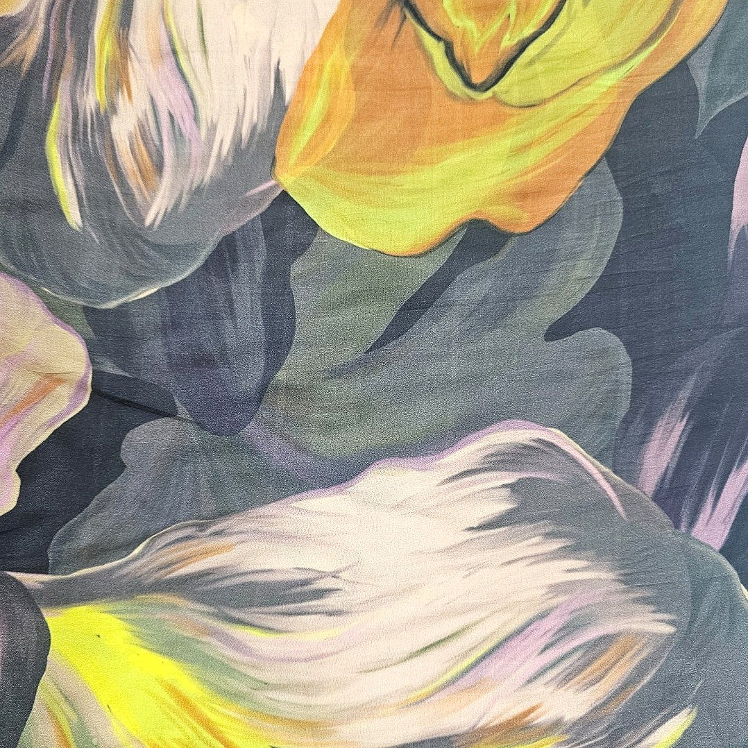 Black Abstract Crepe Fabric - EC16456
