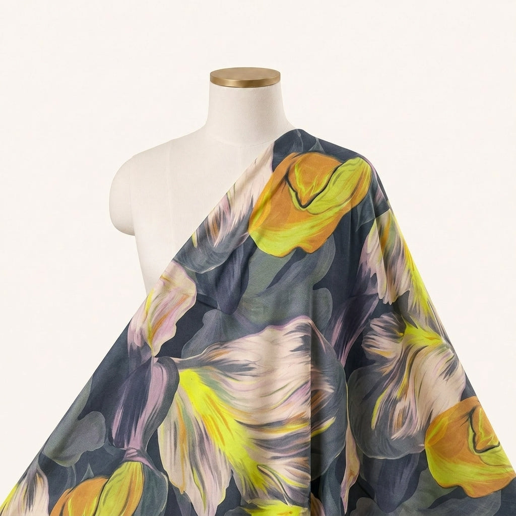 Black Abstract Crepe Fabric - EC16456
