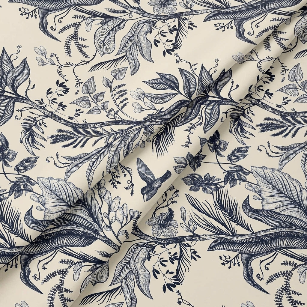 Folded Leaf White Leaf Crepe Fabric