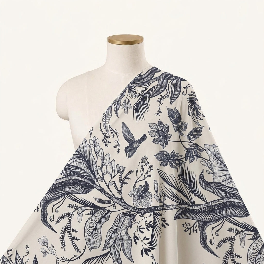 Leaf White Leaf Crepe Fabric Draped as a saree