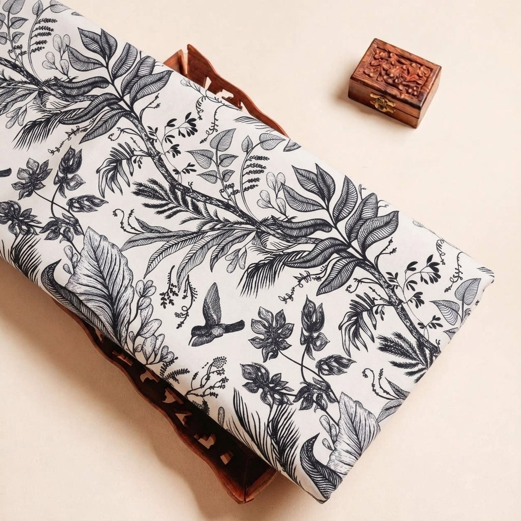 Folded White Leaf Crepe Fabric Highlighting and Texture