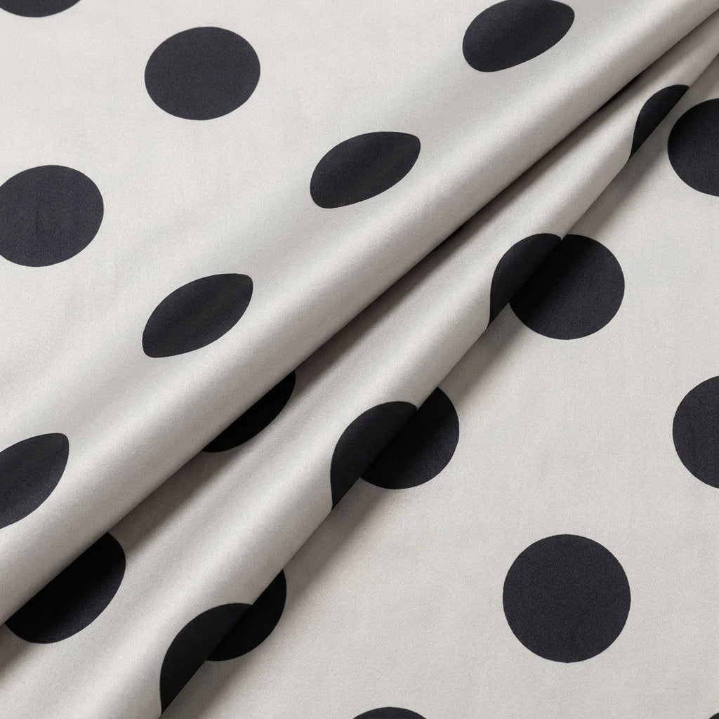 Folded Polka Dots White Polka Dots Satin Fabric