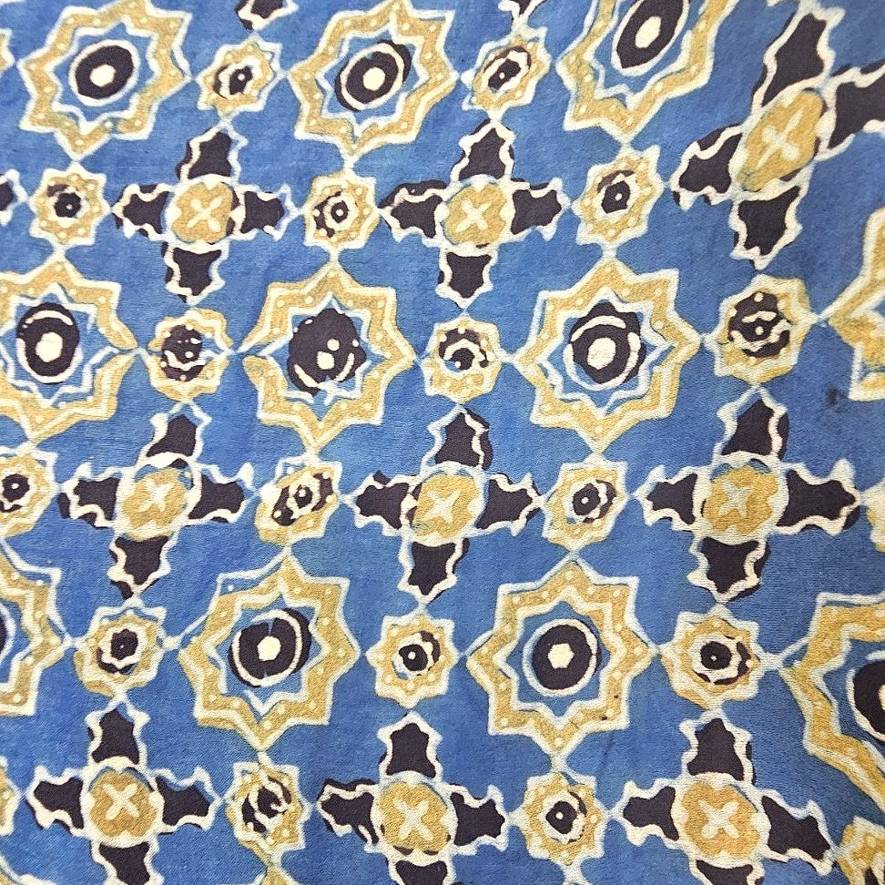 Ajrakh Modal Silk Fabric - EC16496 - Flat fabric