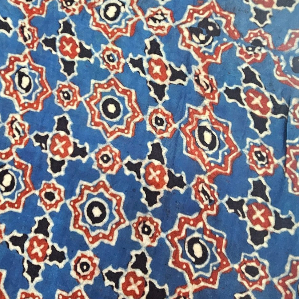 Ajrakh Modal Silk Fabric - EC16497 - Flat fabric