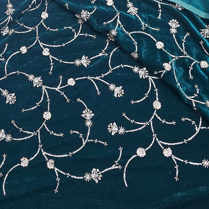 Embroidery Velvet Fabric - EC16522 - Flat fabric