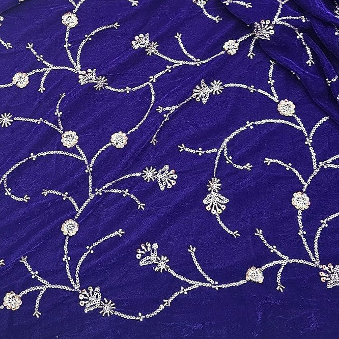 Embroidery Velvet Fabric - EC16523 - Flat fabric