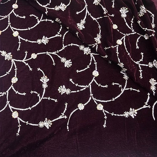 Embroidery Velvet Fabric - EC16525 - Flat fabric