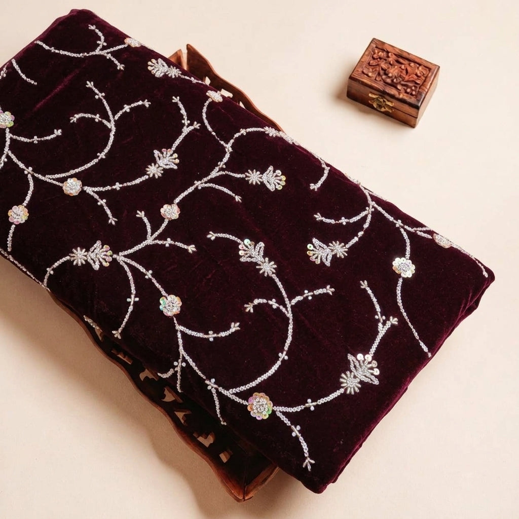 Embroidery Velvet Fabric - EC16525 - tray_3