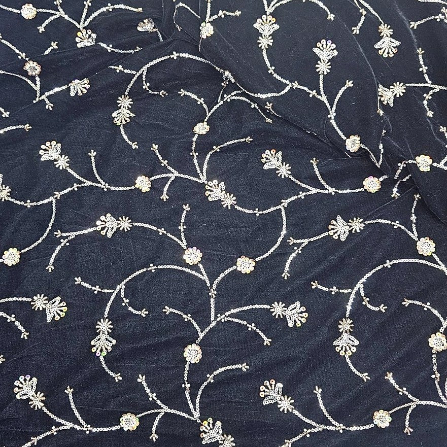 Embroidery Velvet Fabric - EC16526 - Flat fabric