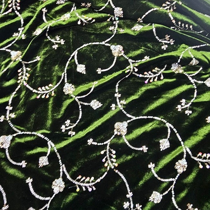 Embroidery Velvet Fabric - EC16531 - Flat fabric