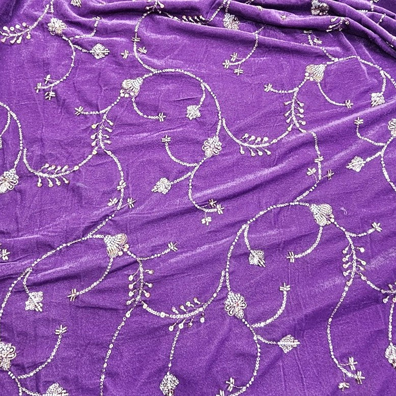 Embroidery Velvet Fabric - EC16532 - Flat fabric