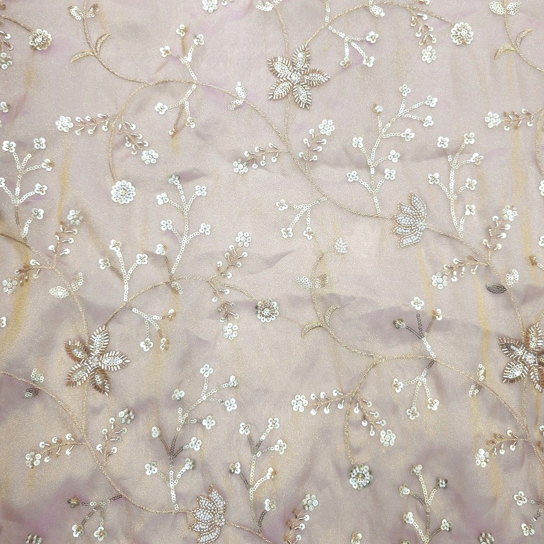 Pink Embroidery Tissue Fabric - EC16566