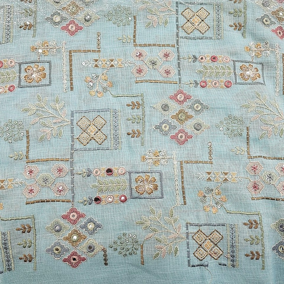 Embroidery Linen Fabric - EC16602 - Flat fabric