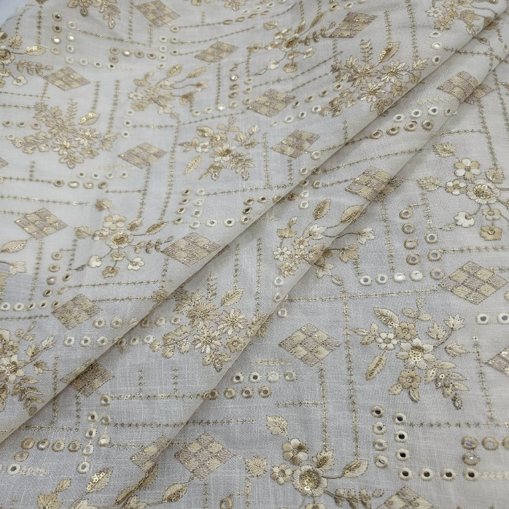 Embroidery Linen Fabric - EC16619 - folds