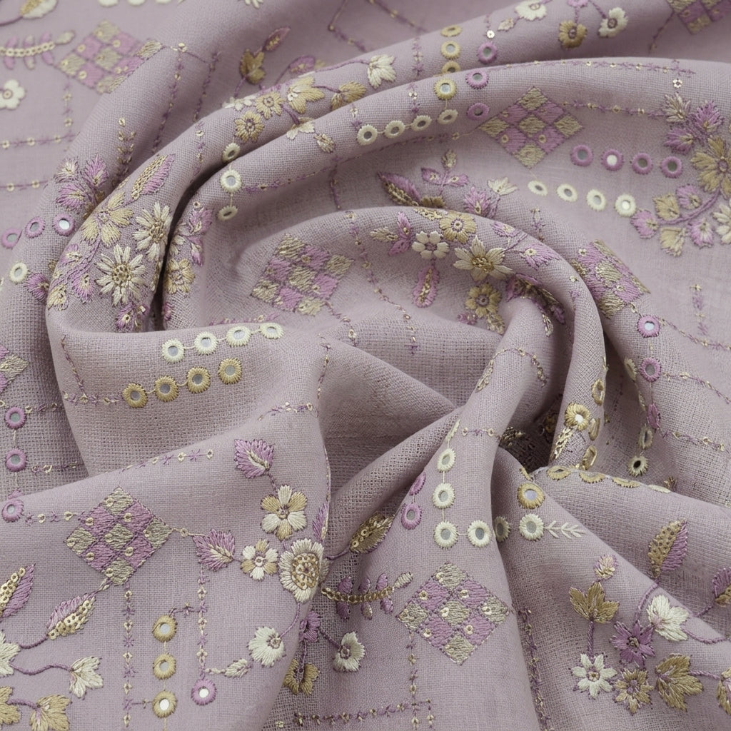 Embroidery Linen Fabric - EC16621 - Swirl
