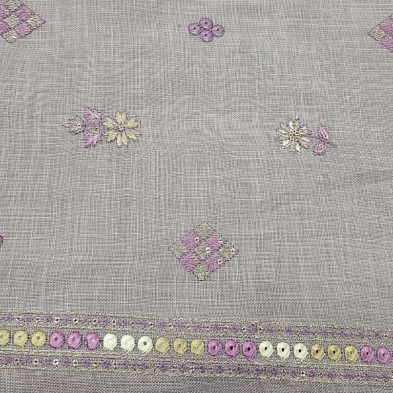 Muave Embroidery Linen Fabric - EC16624 - EC16624 - Flat fabric