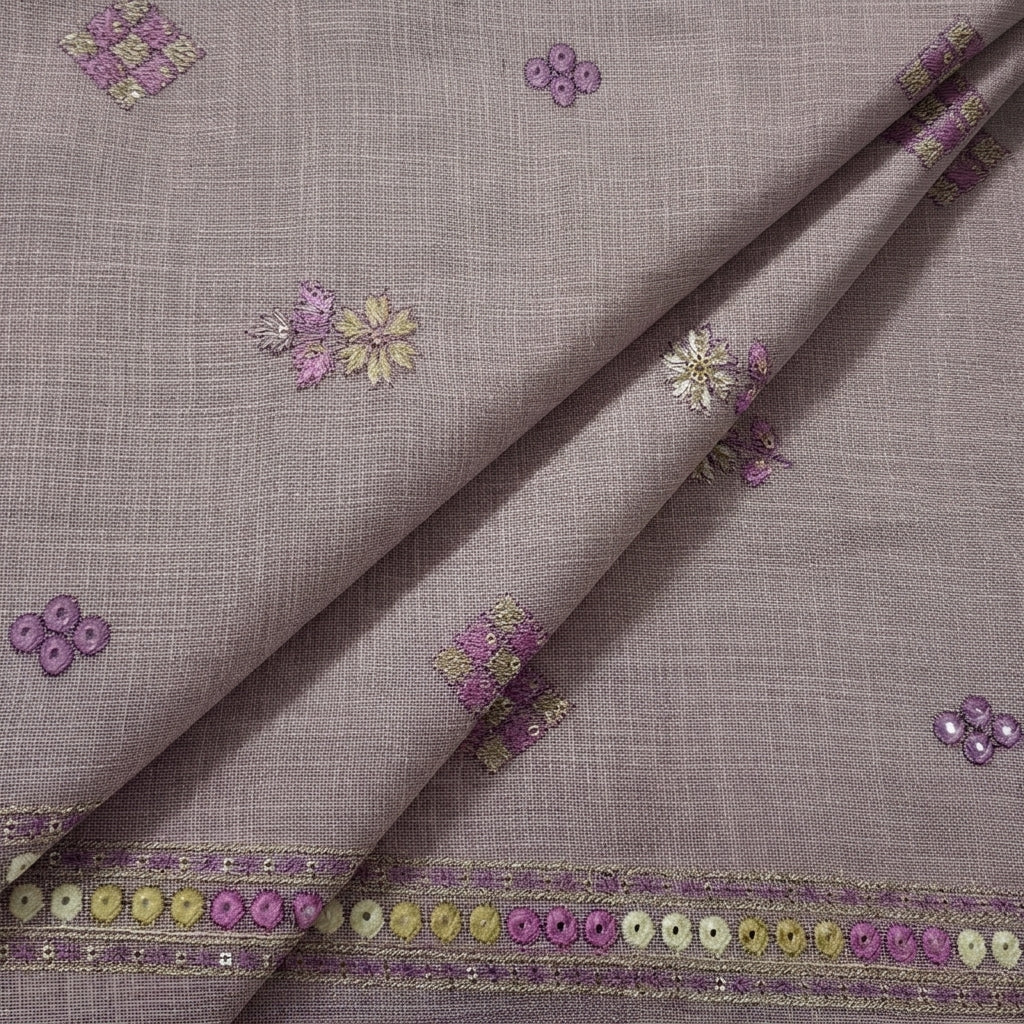 Muave Embroidery Linen Fabric - EC16624 - EC16624 - folds