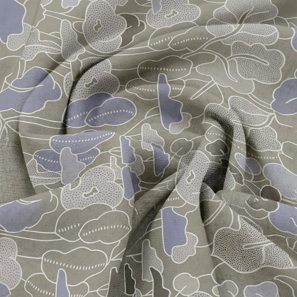 Swirled abstract GREY FLORAL MUL COTTON Fabric
