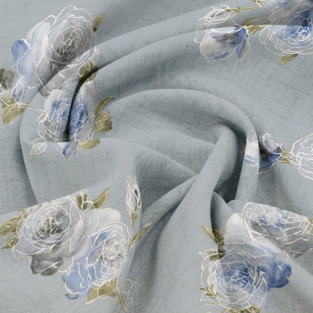 Swirled FLORAL GREY FLORAL MUL COTTON Fabric