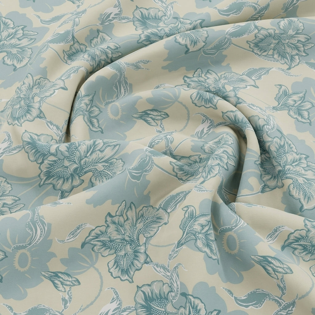 Swirled FLORAL BLUE FLORAL MUL COTTON Fabric