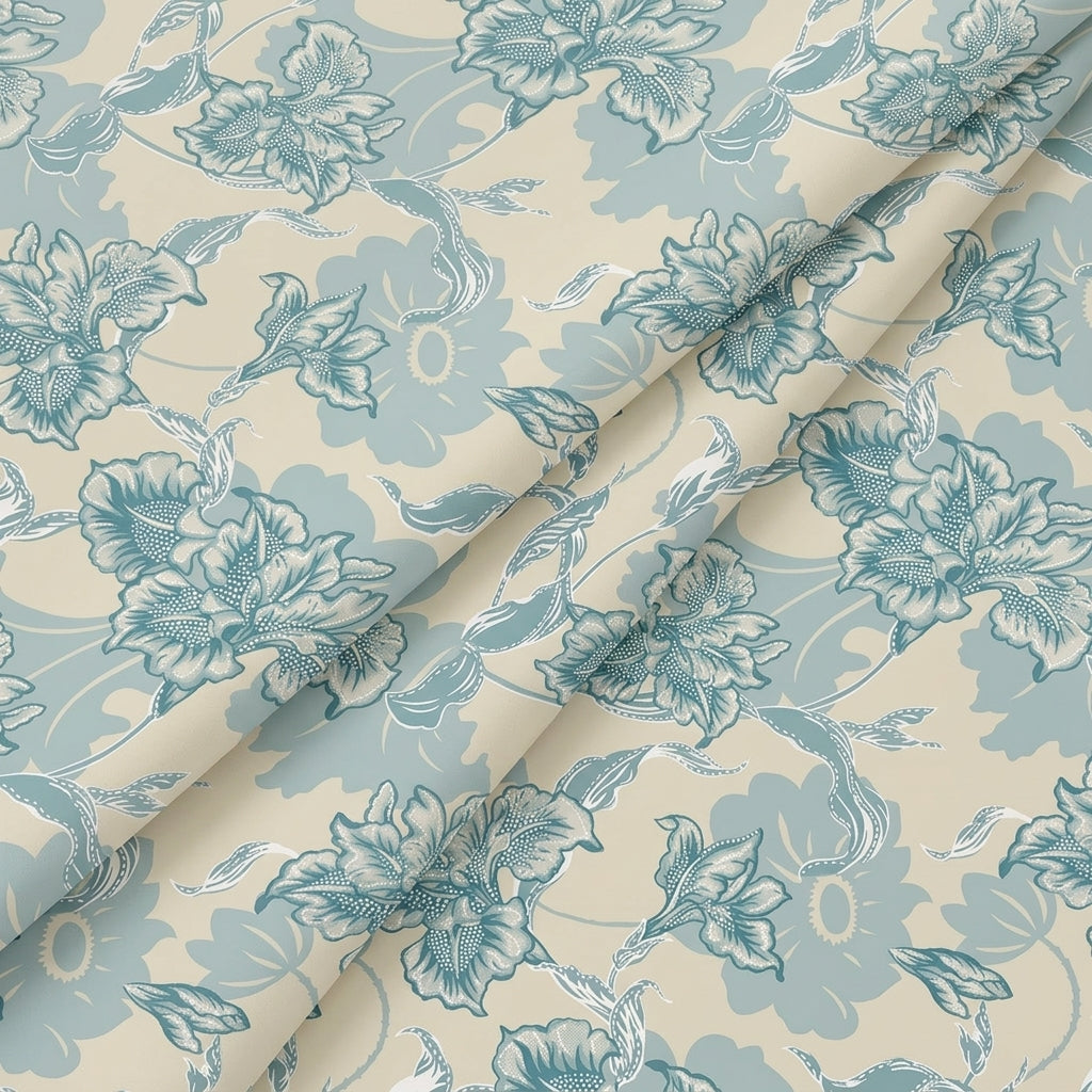Folded FLORAL BLUE FLORAL MUL COTTON Fabric