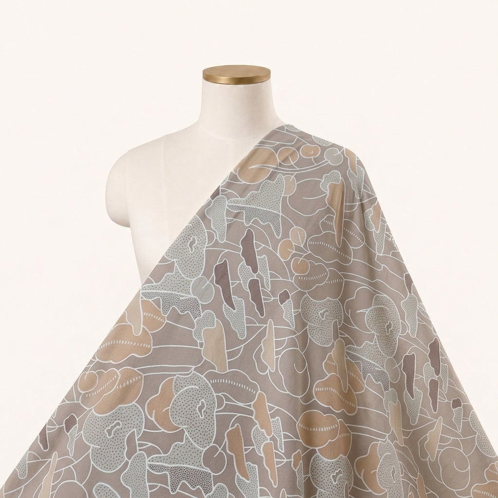ABSTRACT PEACH ABSTRACT MUL COTTON Fabric Draped as a saree