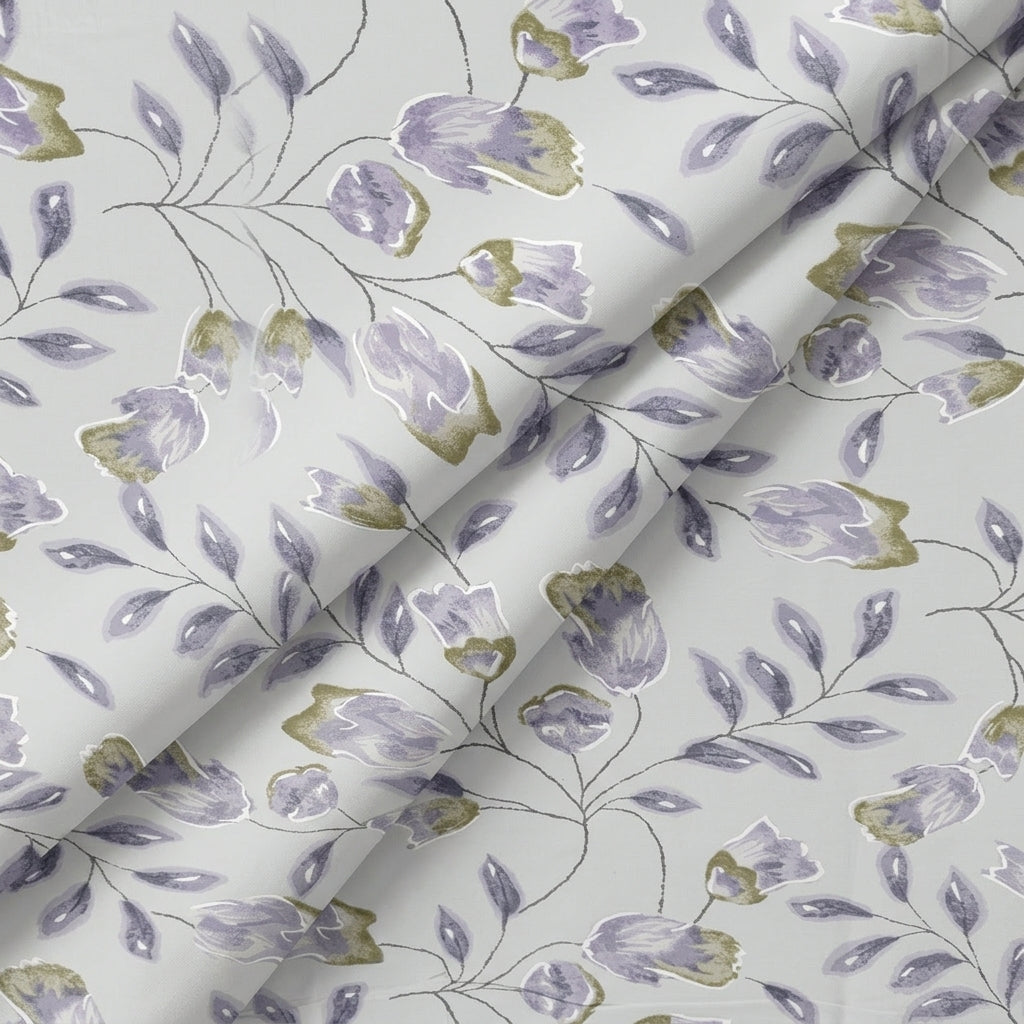 Folded FLORAL GREY FLORAL MUL COTTON Fabric