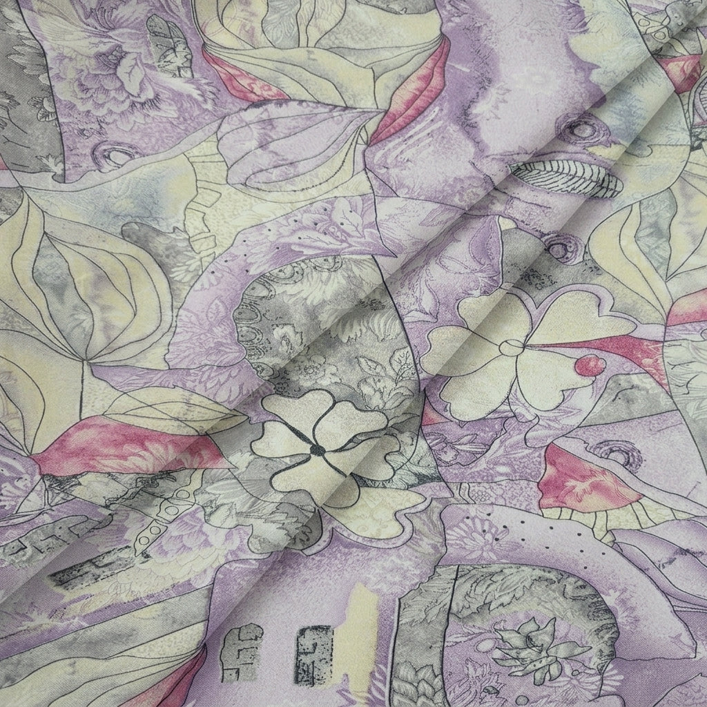 Folded FLORAL VIOLET FLORAL MUL COTTON Fabric