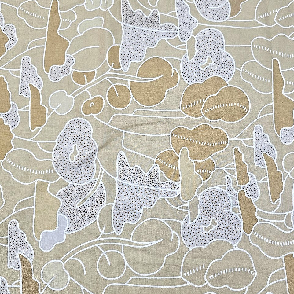 ABSTRACT BEIGE ABSTRACT MUL COTTON Fabric Draped as a saree