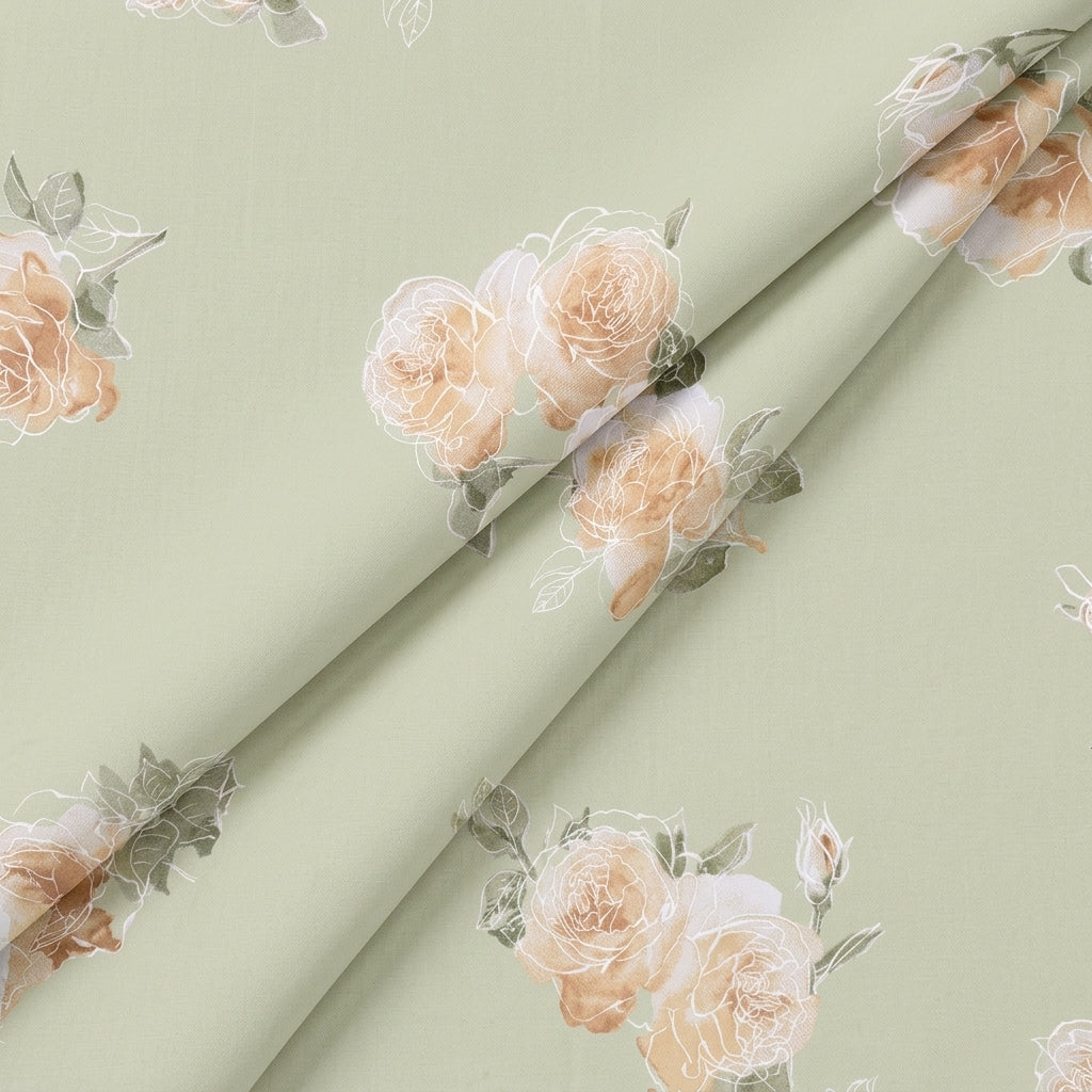 Folded FLORAL GREY FLORAL MUL COTTON Fabric