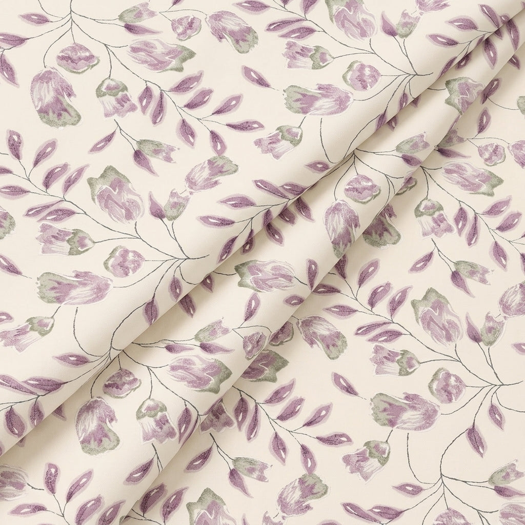 Folded FLORAL VIOLET FLORAL MUL COTTON Fabric