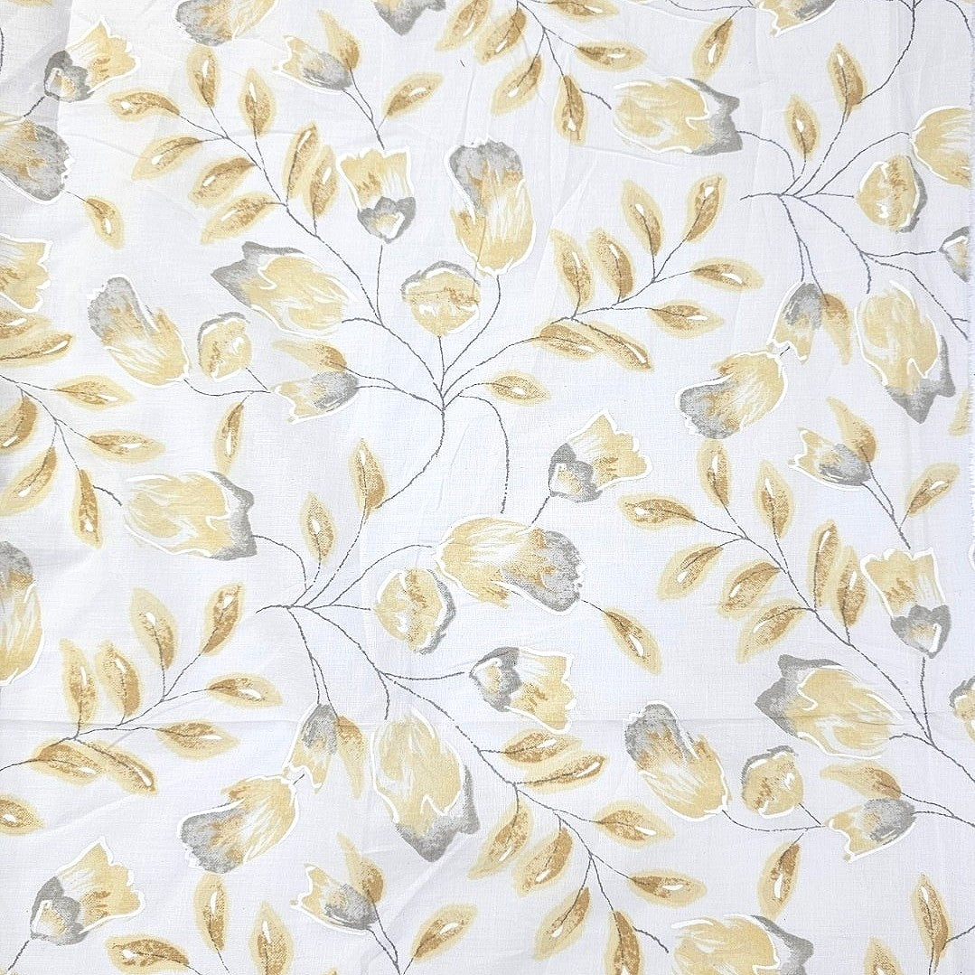 Yellow Floral Mul Cotton Fabric - EC16654