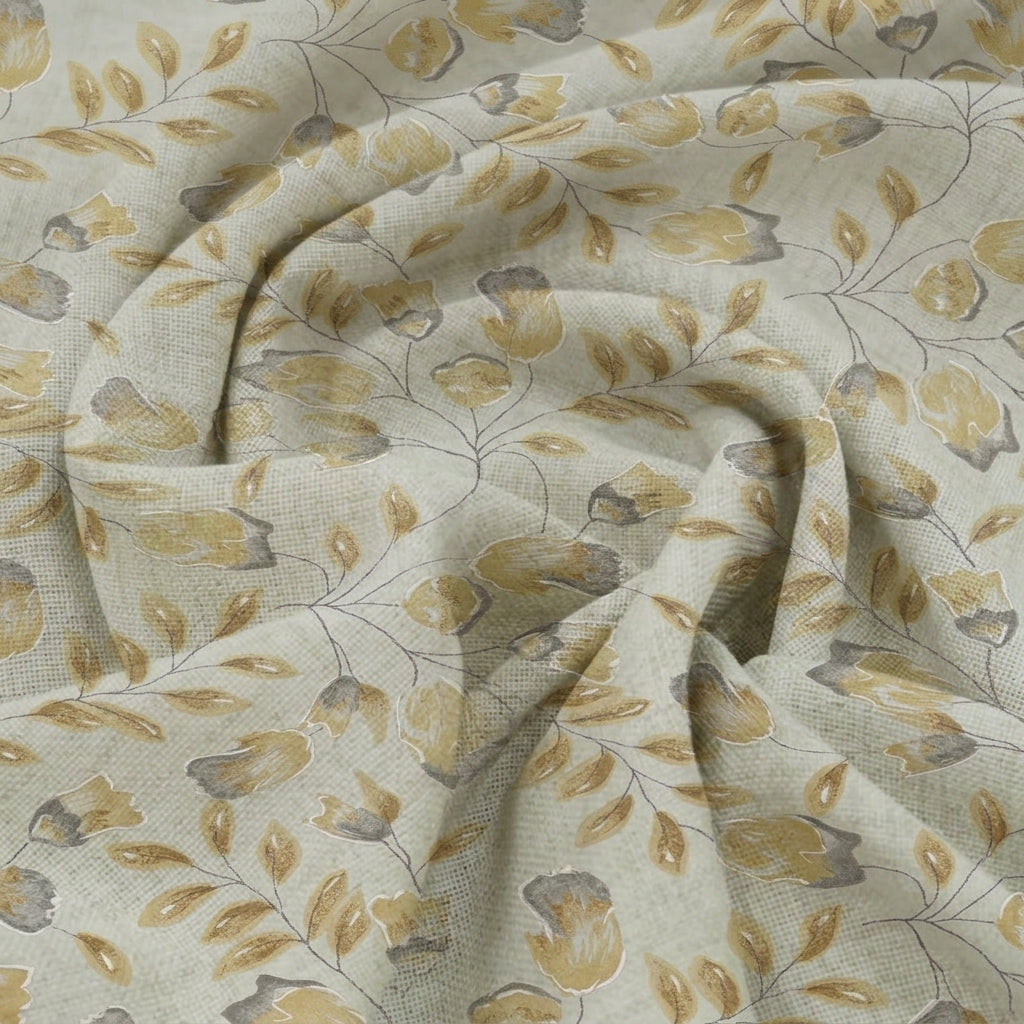 Swirled FLORAL YELLOW FLORAL MUL COTTON Fabric