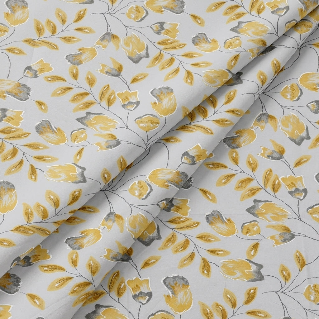 Folded FLORAL YELLOW FLORAL MUL COTTON Fabric