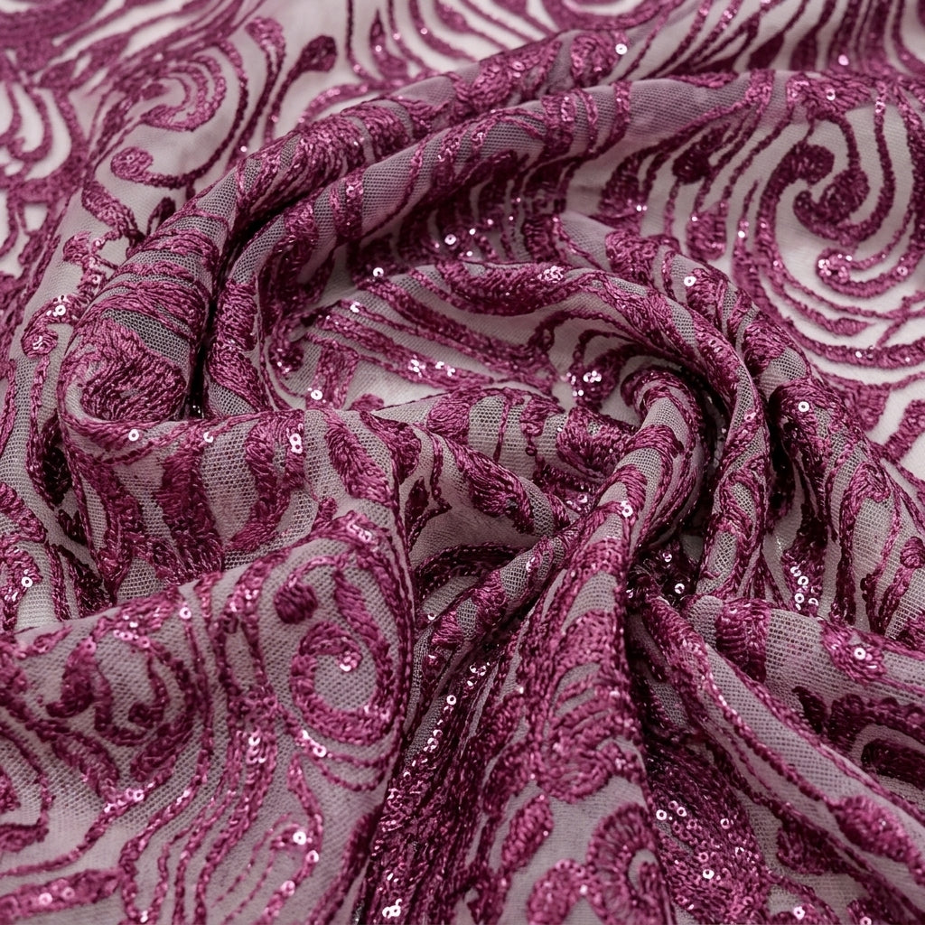 Pink Embroidery Net Fabric - EC16710 - EC16710 - Swirl