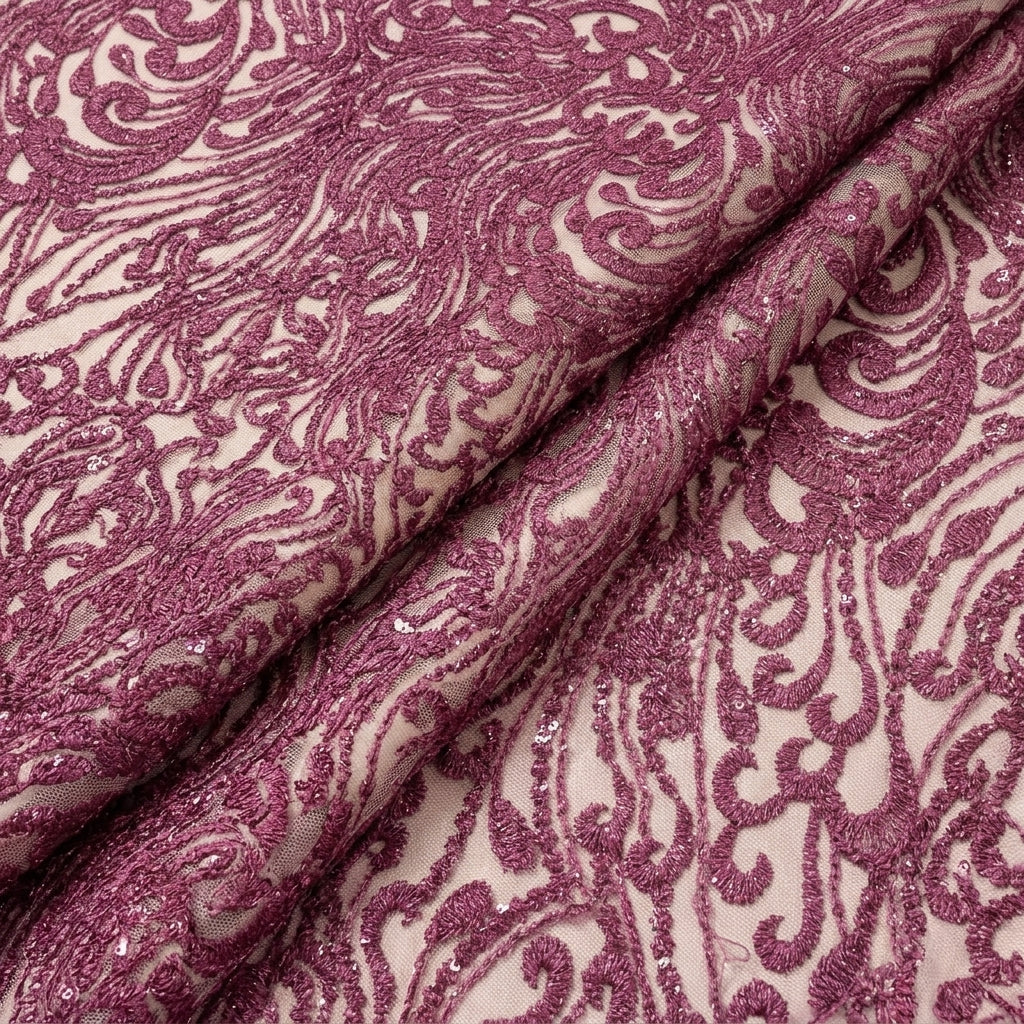 Pink Embroidery Net Fabric - EC16710 - EC16710 - folds