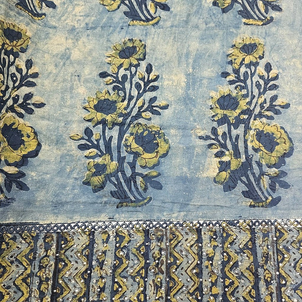 Indigo Floral Cotton Fabric - EC16733