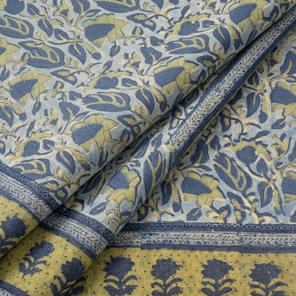 Indigo Floral Cotton Fabric - EC16735