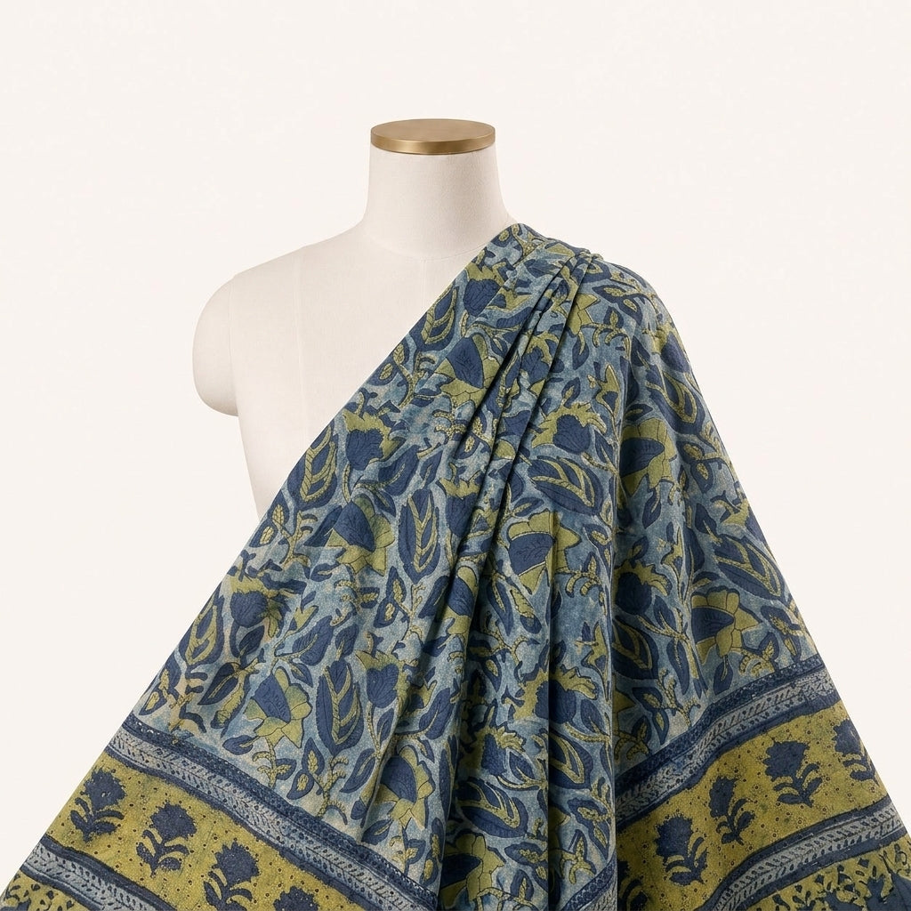 Indigo Floral Cotton Fabric - EC16735