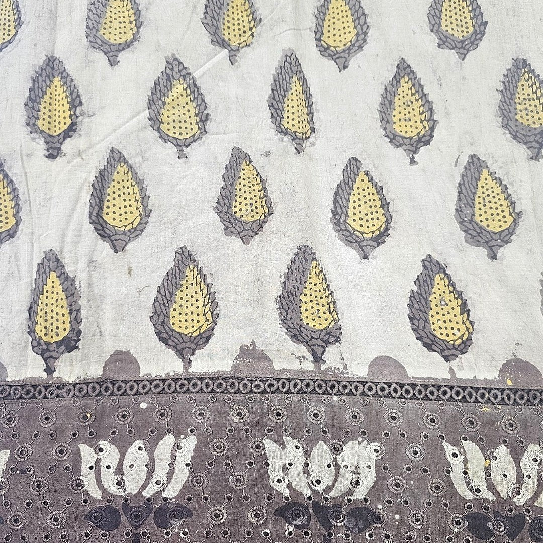 Cream Floral Cotton Fabric - EC16736
