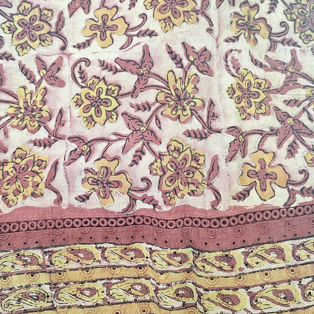 Cream Floral Cotton Fabric - EC16737