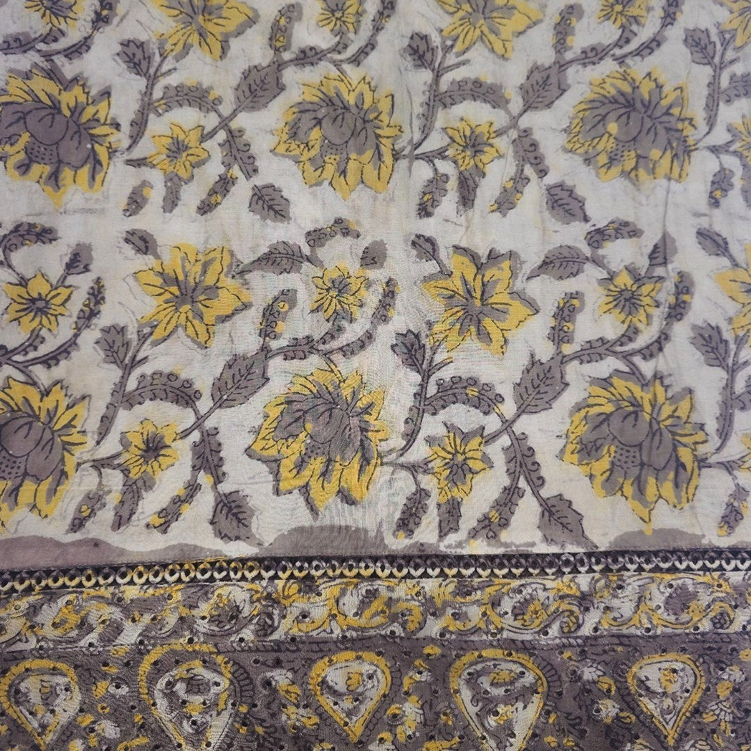 Swirled Floral Brown Floral Cotton Fabric