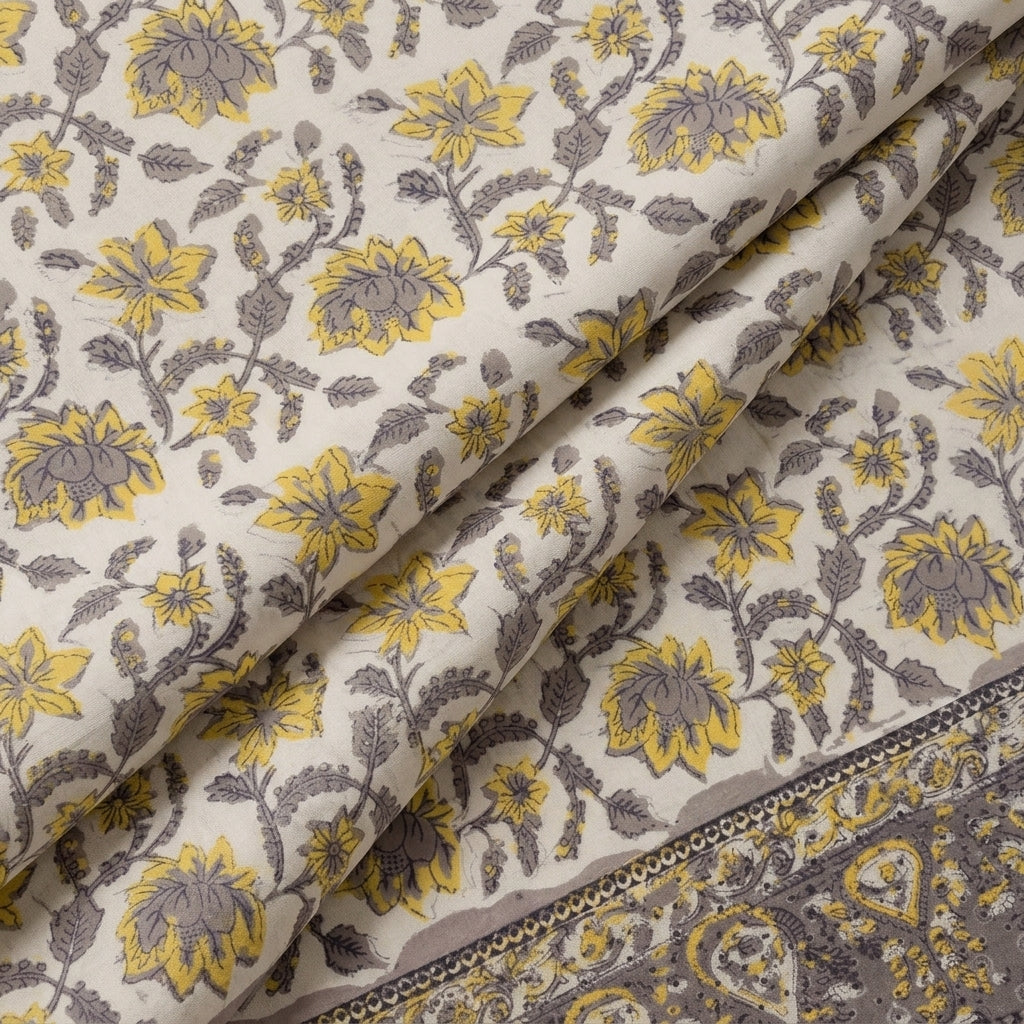 Folded Floral Brown Floral Cotton Fabric