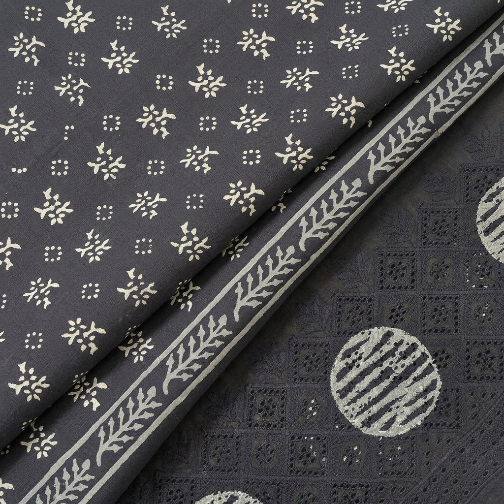 Folded Cutwork Black Cutwork Cotton Fabric