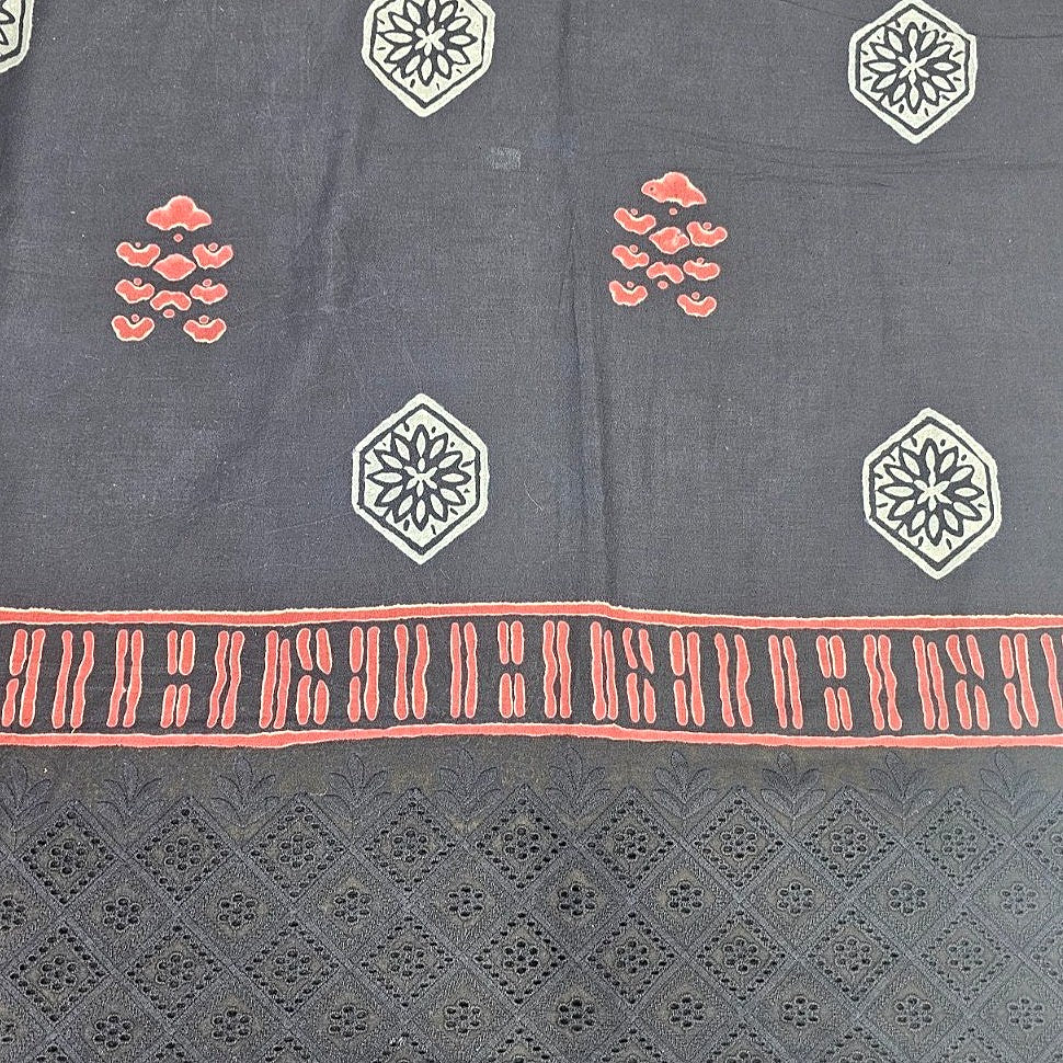 Black Cutwork Cotton Fabric - EC16744