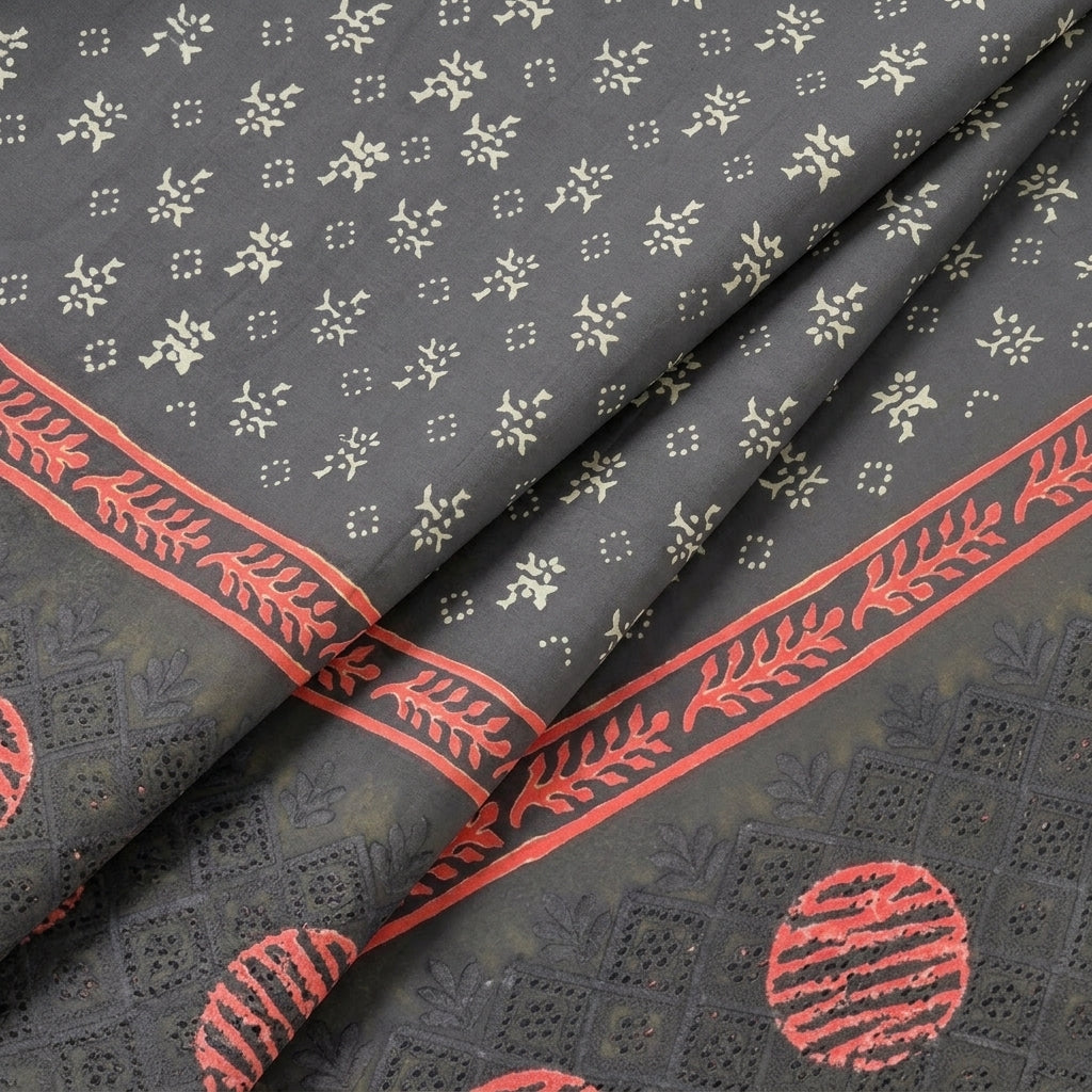 Folded Cutwork Black Cutwork Cotton Fabric