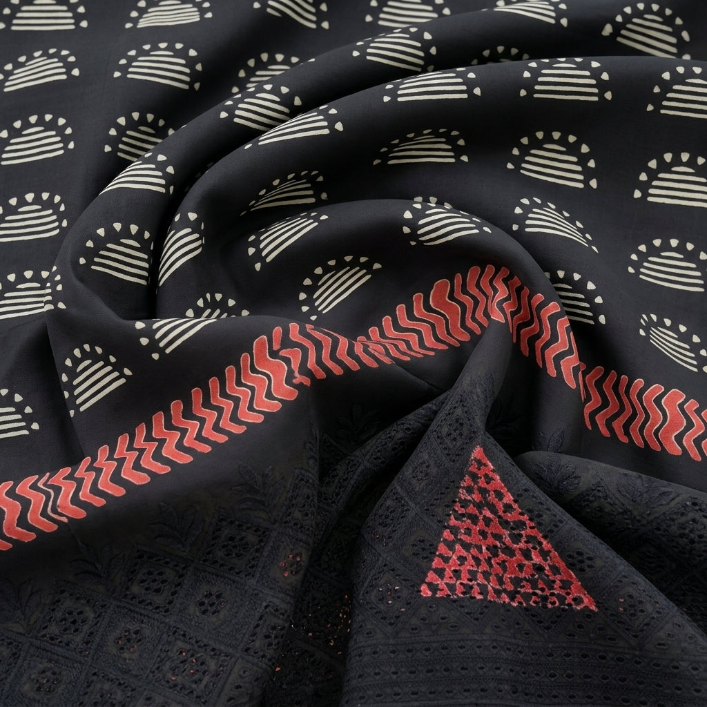 Abstract Cutwork Cotton Fabric