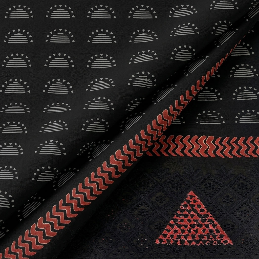Swirled Cutwork Black Cutwork Cotton Fabric