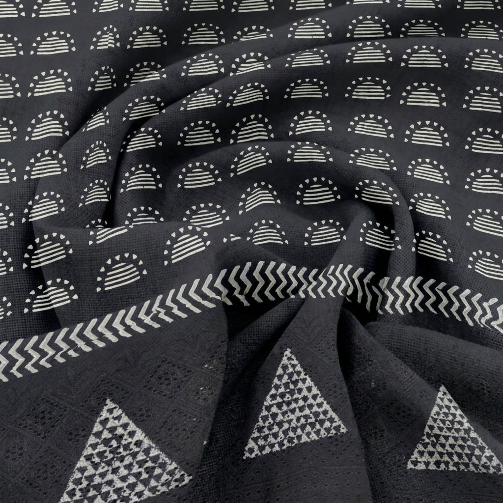 Swirled Cutwork Black Cutwork Cotton Fabric